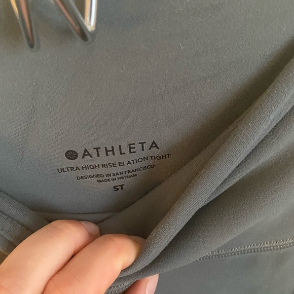 Athleta Ultra High Rise elevation tight, green/grey color. Small/Tall. - Picture 3 of 4